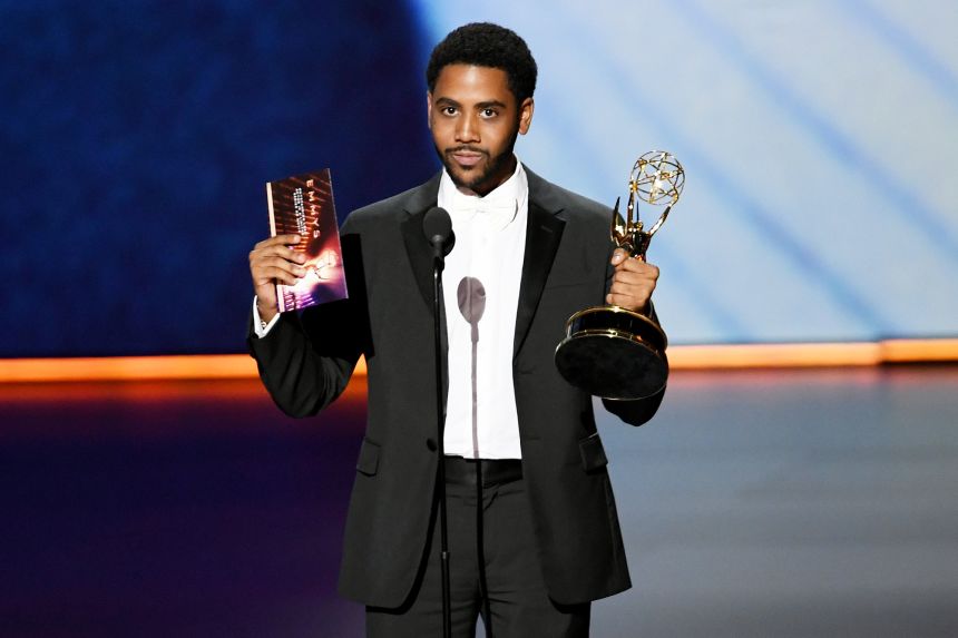Jharrel Jerome accepts the outstanding lead actor in a limited series or movie award for "When They See Us" in 2019.
