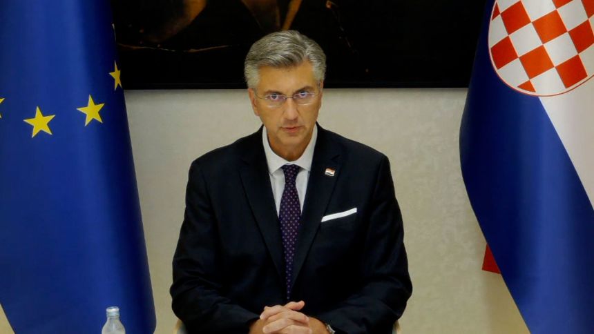 Croatian Prime Minister Andrej Plenković takes part in an interview with CNN’s Richard Quest on Monday.